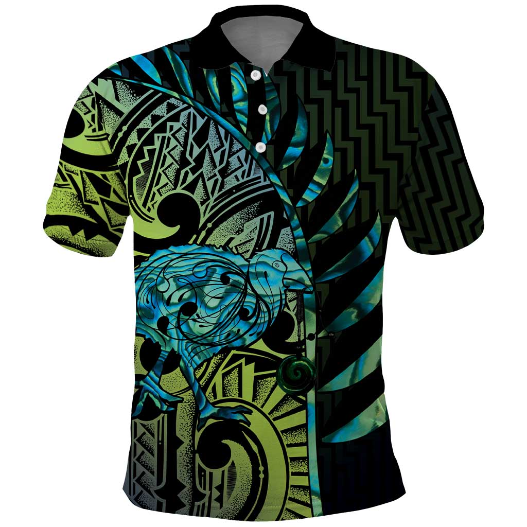 Southland Takehe Pounama Polo Shirt Aotearoa Poutama Paua Shell Fern