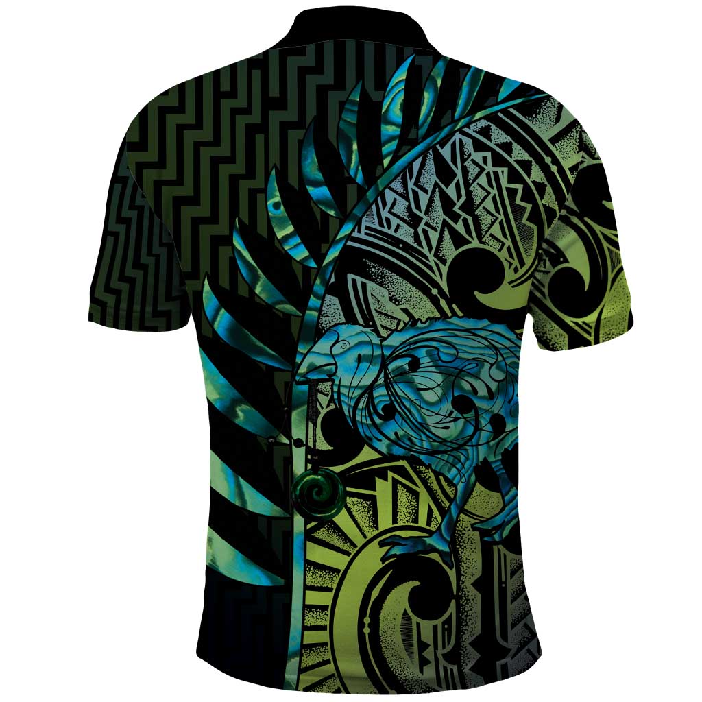 Southland Takehe Pounama Polo Shirt Aotearoa Poutama Paua Shell Fern