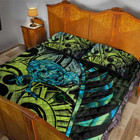Southland Takehe Pounama Quilt Bed Set Aotearoa Poutama Paua Shell Fern