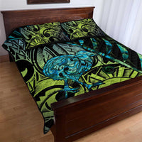 Southland Takehe Pounama Quilt Bed Set Aotearoa Poutama Paua Shell Fern