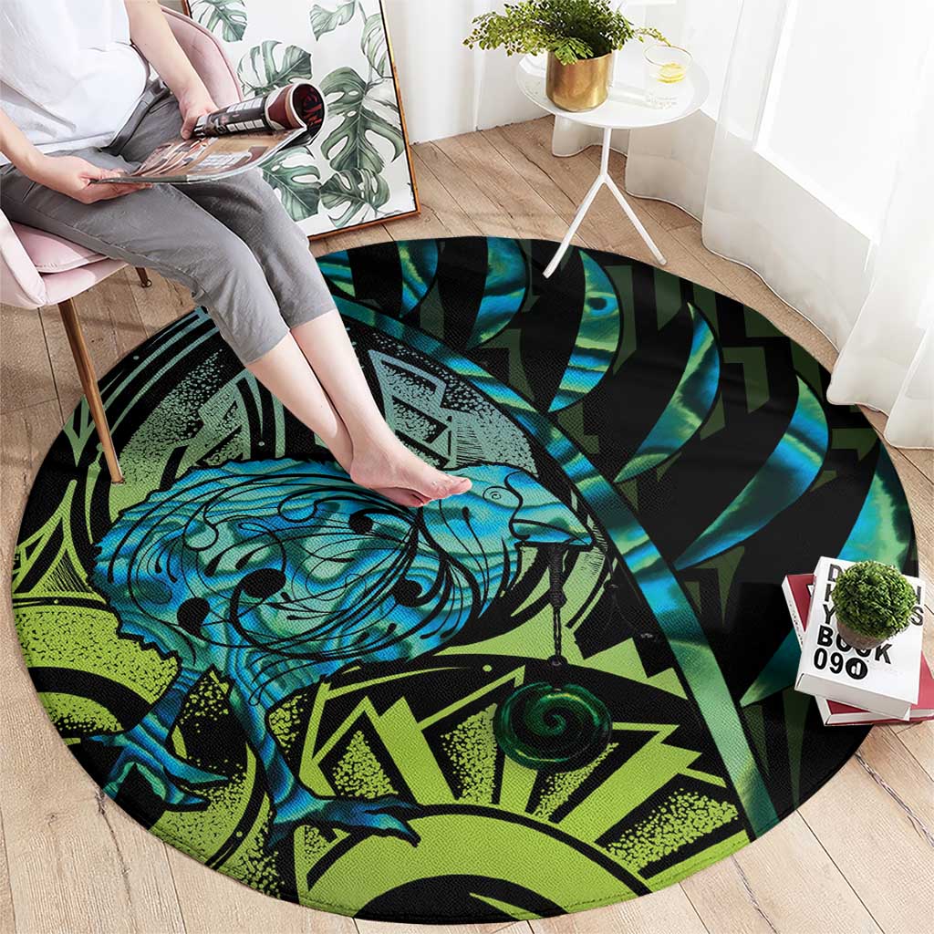Southland Takehe Pounama Round Carpet Aotearoa Poutama Paua Shell Fern LT14 - Polynesian Pride