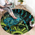 Southland Takehe Pounama Round Carpet Aotearoa Poutama Paua Shell Fern