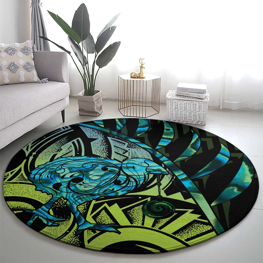 Southland Takehe Pounama Round Carpet Aotearoa Poutama Paua Shell Fern LT14 - Polynesian Pride