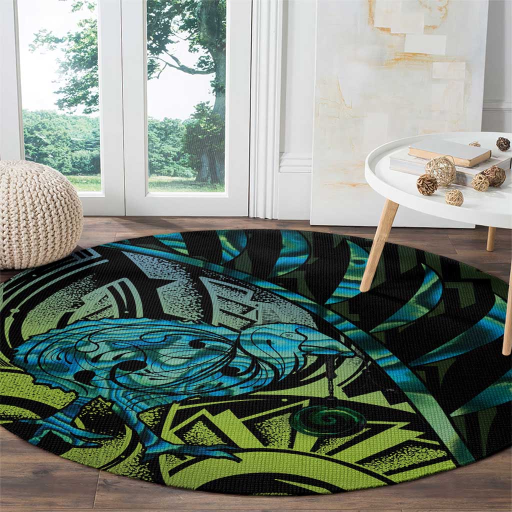 Southland Takehe Pounama Round Carpet Aotearoa Poutama Paua Shell Fern LT14 - Polynesian Pride