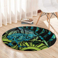 Southland Takehe Pounama Round Carpet Aotearoa Poutama Paua Shell Fern LT14 - Polynesian Pride