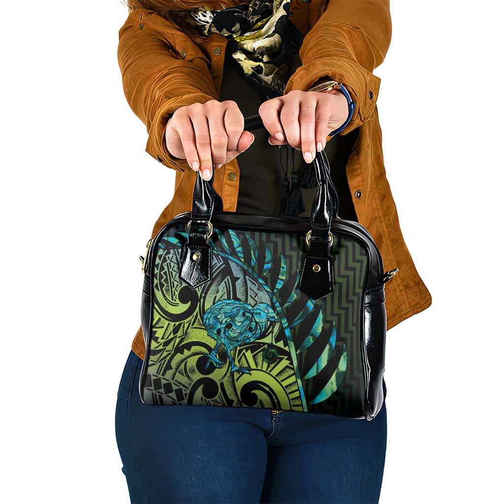 Southland Takehe Pounama Shoulder Handbag Aotearoa Poutama Paua Shell Fern LT14 One Size Black - Polynesian Pride