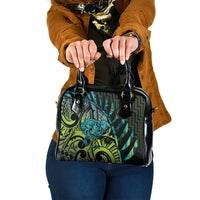 Southland Takehe Pounama Shoulder Handbag Aotearoa Poutama Paua Shell Fern LT14 One Size Black - Polynesian Pride