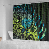 Southland Takehe Pounama Shower Curtain Aotearoa Poutama Paua Shell Fern
