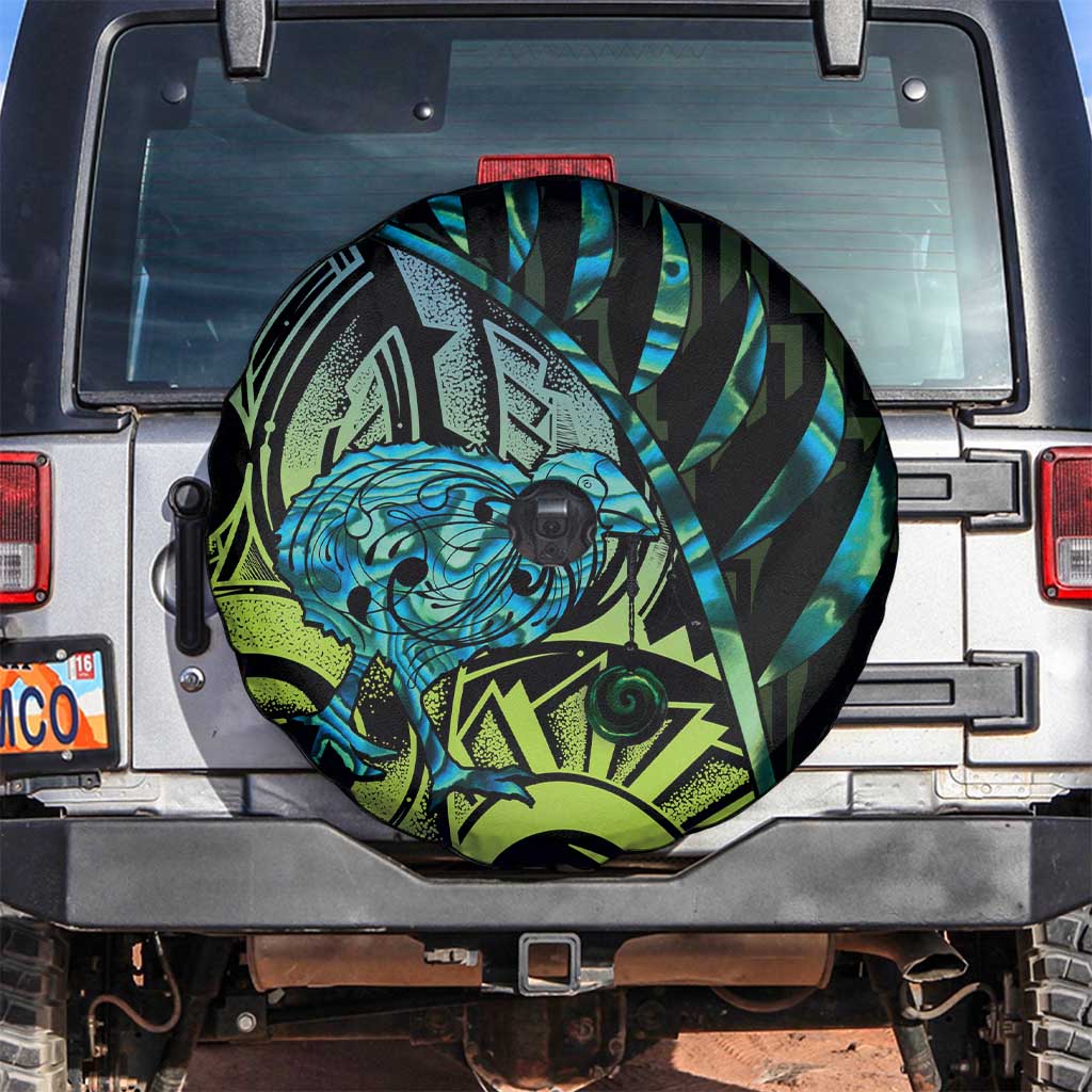 Southland Takehe Pounama Spare Tire Cover Aotearoa Poutama Paua Shell Fern LT14 Black - Polynesian Pride
