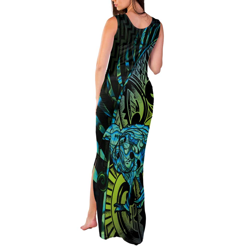 Southland Takehe Pounama Tank Maxi Dress Aotearoa Poutama Paua Shell Fern