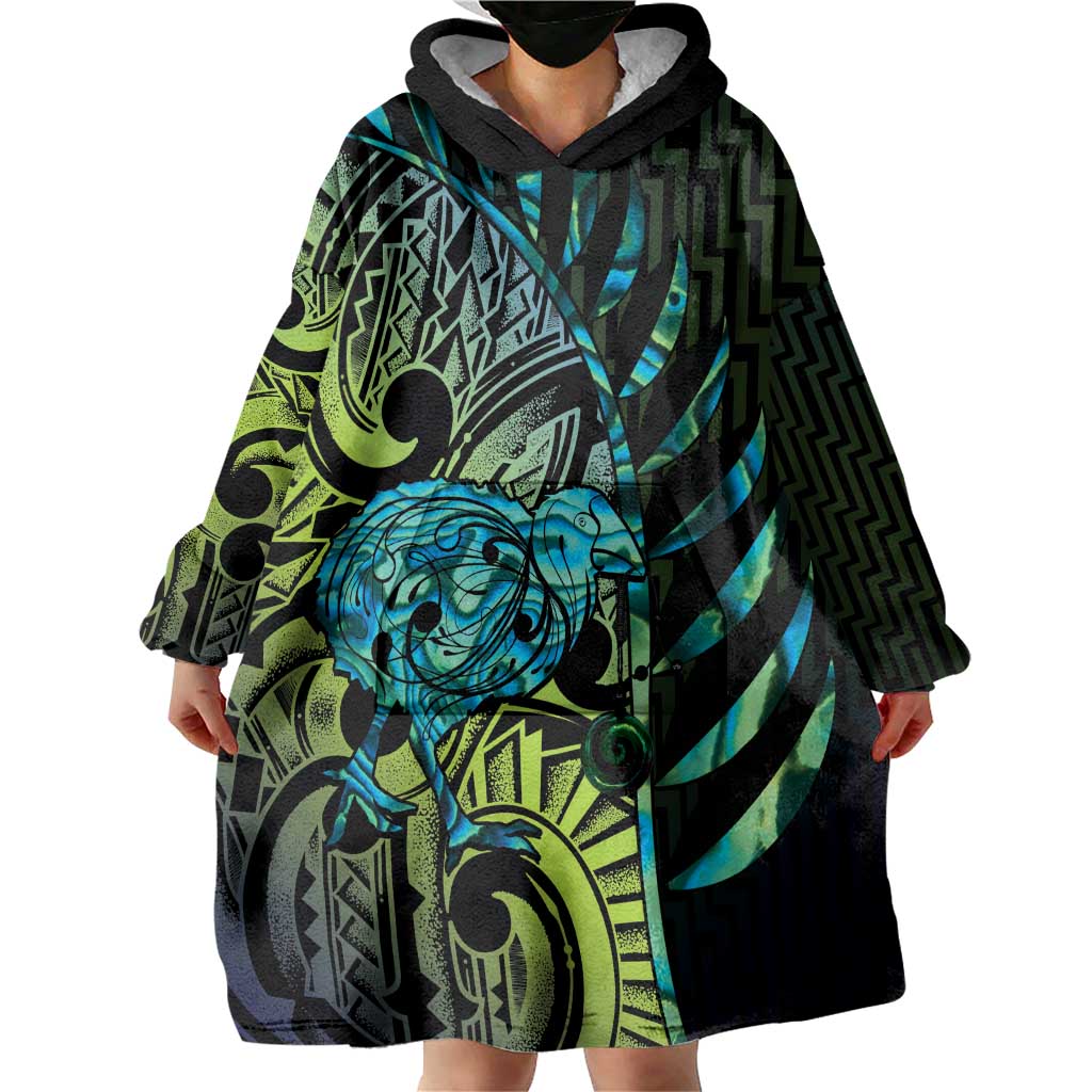 Southland Takehe Pounama Wearable Blanket Hoodie Aotearoa Poutama Paua Shell Fern
