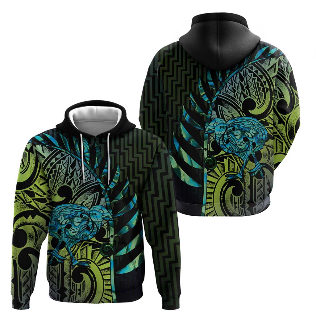 Southland Takehe Pounama Zip Hoodie Aotearoa Poutama Paua Shell Fern LT14 - Polynesian Pride