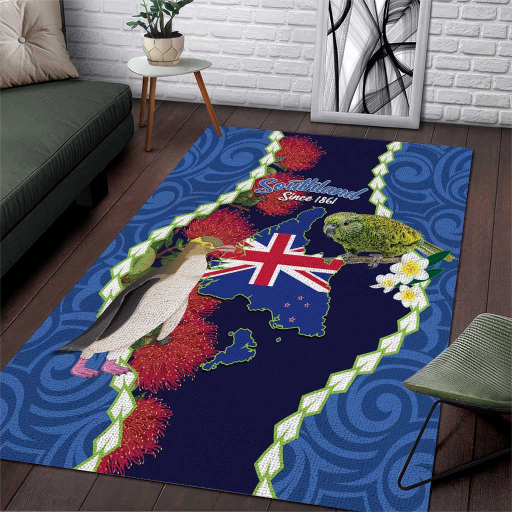 Southland Anniversary Day Area Rug Murihiku 1861 Maori Bird Mix Pohutukawa