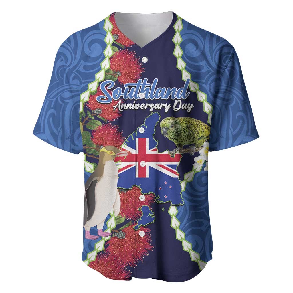 Southland Anniversary Day Baseball Jersey Murihiku 1861 Maori Bird Mix Pohutukawa