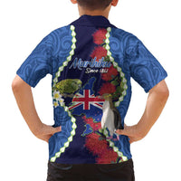Southland Anniversary Day Family Matching Long Sleeve Bodycon Dress and Hawaiian Shirt Murihiku 1861 Maori Bird Mix Pohutukawa LT14 - Polynesian Pride