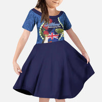 Southland Anniversary Day Family Matching Mermaid Dress and Hawaiian Shirt Murihiku 1861 Maori Bird Mix Pohutukawa LT14 Daughter's Dress Blue - Polynesian Pride