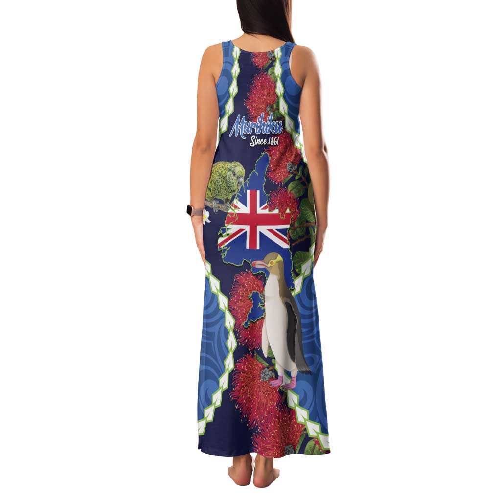 Southland Anniversary Day Family Matching Tank Maxi Dress and Hawaiian Shirt Murihiku 1861 Maori Bird Mix Pohutukawa