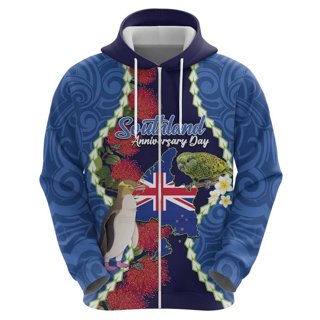 Southland Anniversary Day Hoodie Murihiku 1861 Maori Bird Mix Pohutukawa
