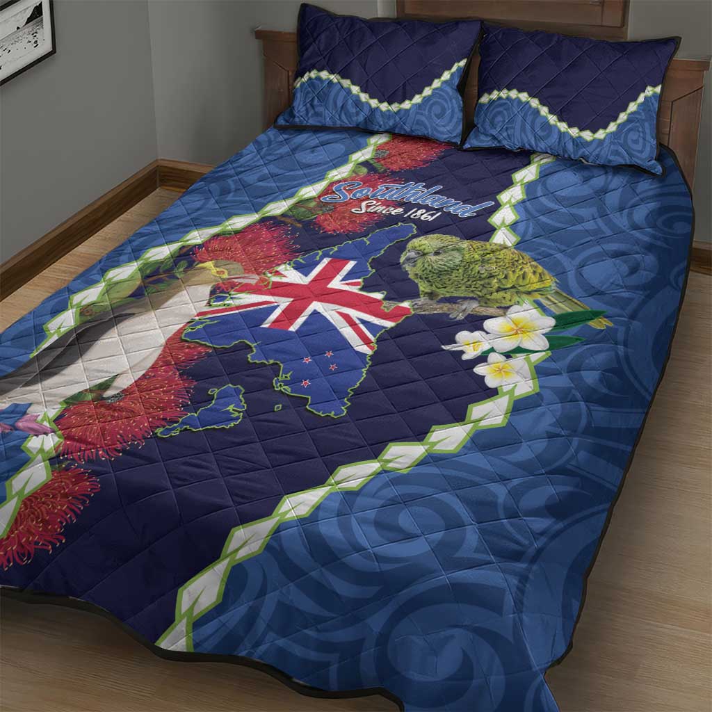 Southland Anniversary Day Quilt Bed Set Murihiku 1861 Maori Bird Mix Pohutukawa