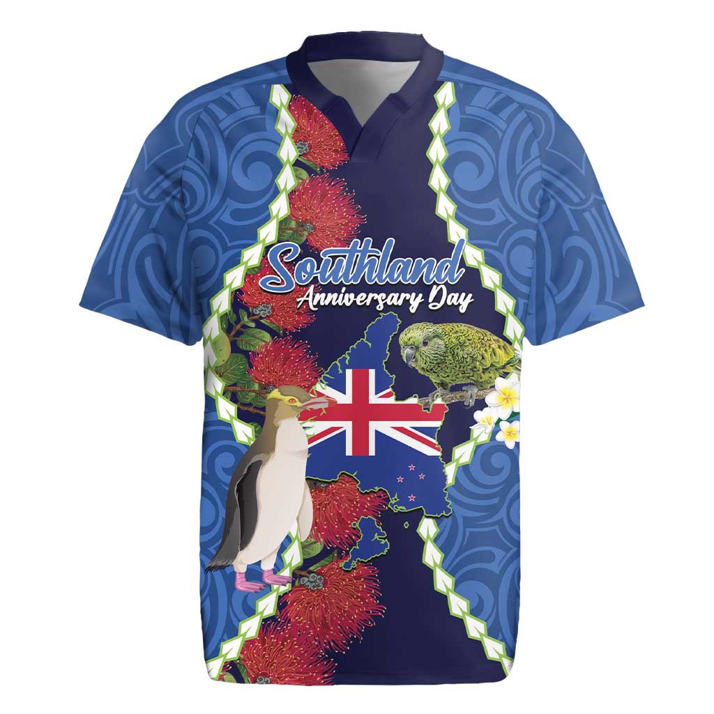 Southland Anniversary Day Rugby Jersey Murihiku 1861 Maori Bird Mix Pohutukawa
