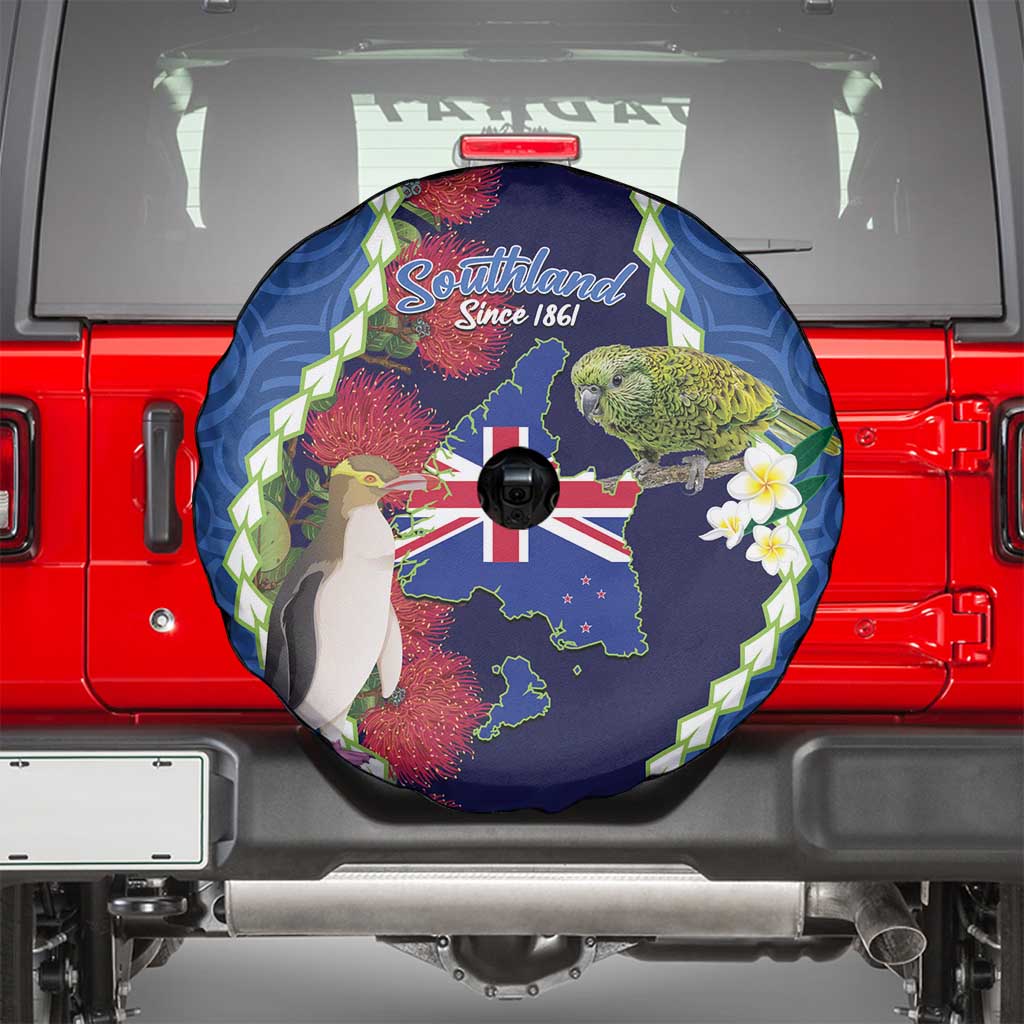 Southland Anniversary Day Spare Tire Cover Murihiku 1861 Maori Bird Mix Pohutukawa
