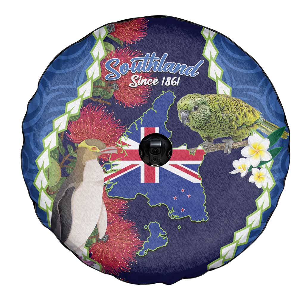 Southland Anniversary Day Spare Tire Cover Murihiku 1861 Maori Bird Mix Pohutukawa
