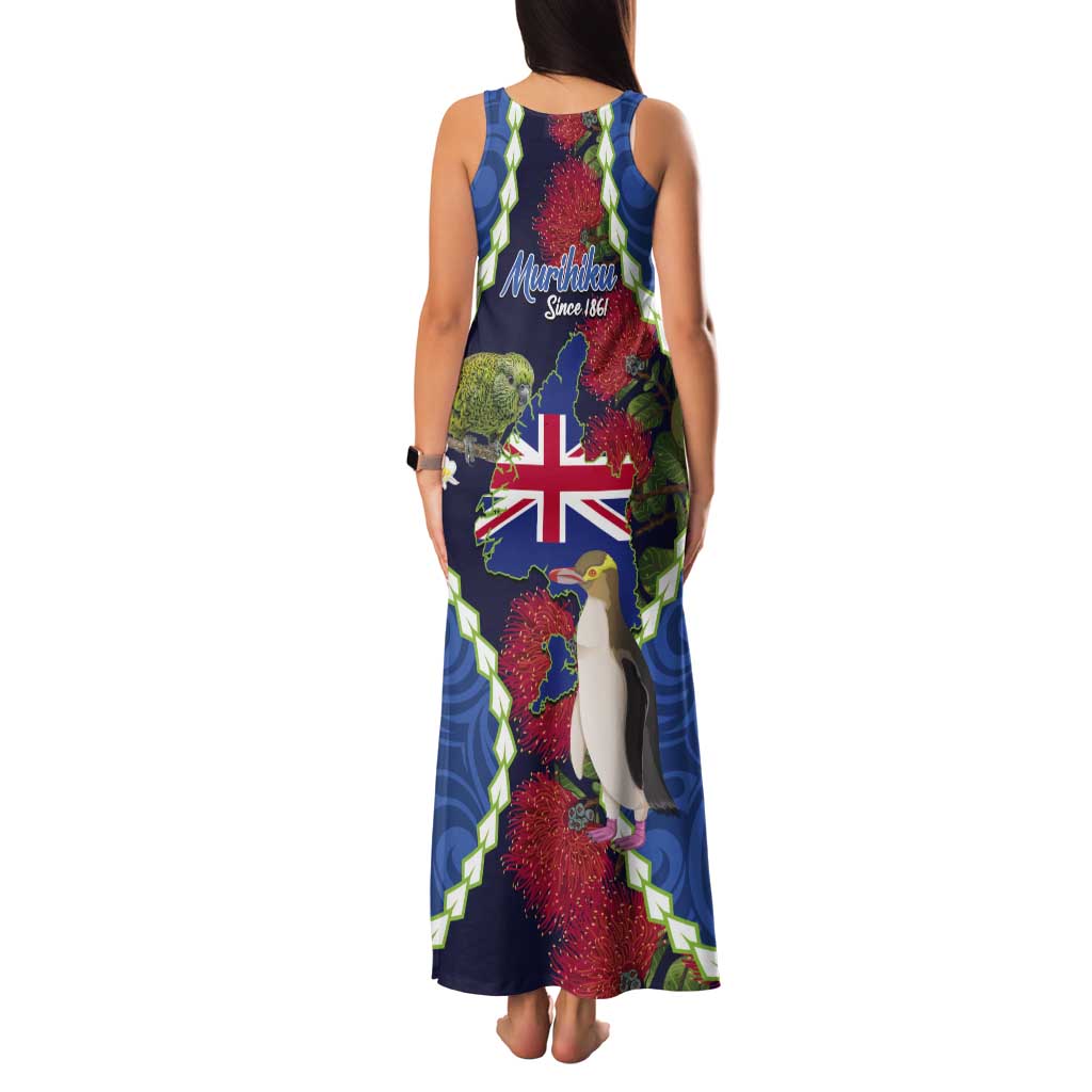 Southland Anniversary Day Tank Maxi Dress Murihiku 1861 Maori Bird Mix Pohutukawa