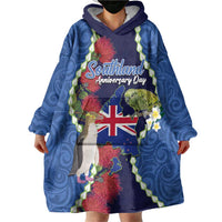 Southland Anniversary Day Wearable Blanket Hoodie Murihiku 1861 Maori Bird Mix Pohutukawa