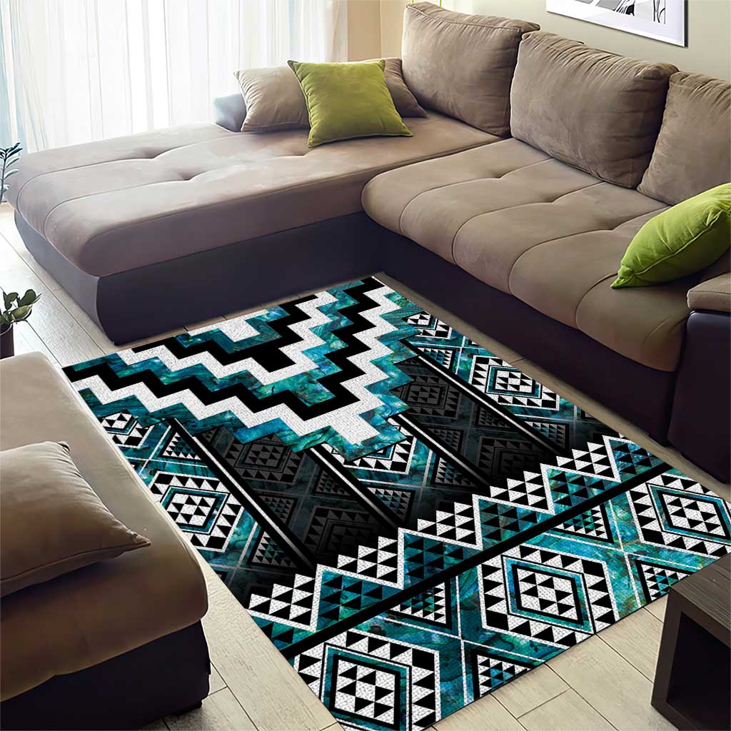 Paua Shell Taniko Pattern Aotearoa Area Rug Niho Taniwha Mix Poutama