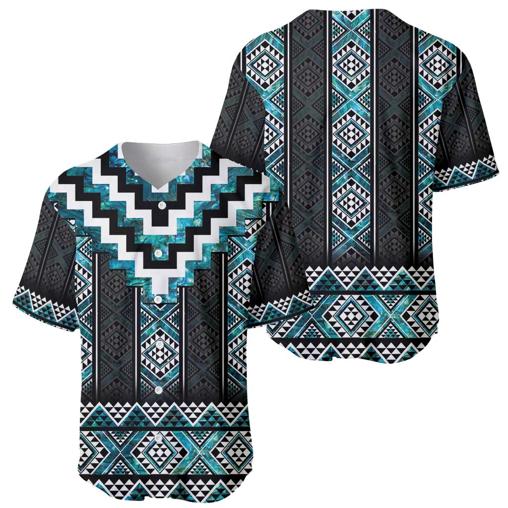Paua Shell Taniko Pattern Aotearoa Baseball Jersey Niho Taniwha Mix Poutama