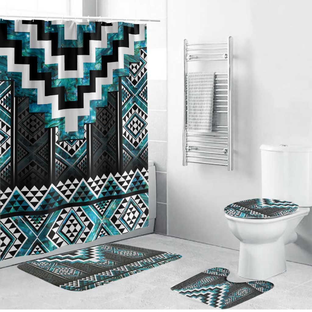 Paua Shell Taniko Pattern Aotearoa Bathroom Set Niho Taniwha Mix Poutama - Polynesian Pride