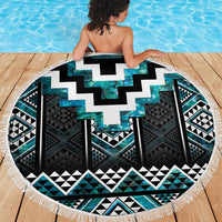 Paua Shell Taniko Pattern Aotearoa Beach Blanket Niho Taniwha Mix Poutama