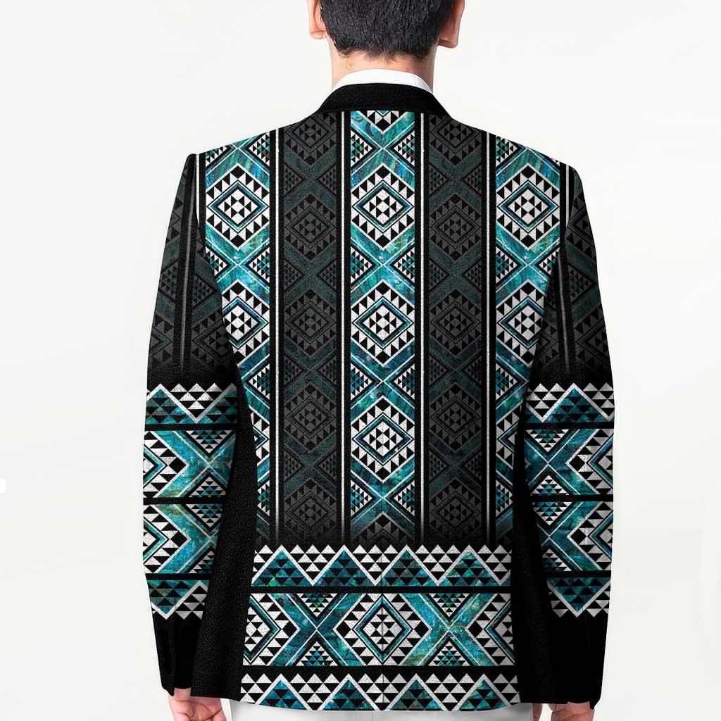Paua Shell Taniko Pattern Aotearoa Blazer Niho Taniwha Mix Poutama - Polynesian Pride