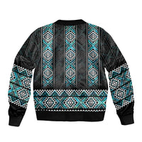 Paua Shell Taniko Pattern Aotearoa Bomber Jacket Niho Taniwha Mix Poutama