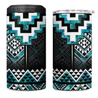 Paua Shell Taniko Pattern Aotearoa 4 in 1 Can Cooler Tumbler Niho Taniwha Mix Poutama