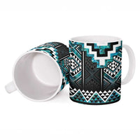 Paua Shell Taniko Pattern Aotearoa Ceramic Mug Niho Taniwha Mix Poutama - Polynesian Pride