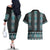 Paua Shell Taniko Pattern Aotearoa Couples Matching Off The Shoulder Long Sleeve Dress and Hawaiian Shirt Niho Taniwha Mix Poutama