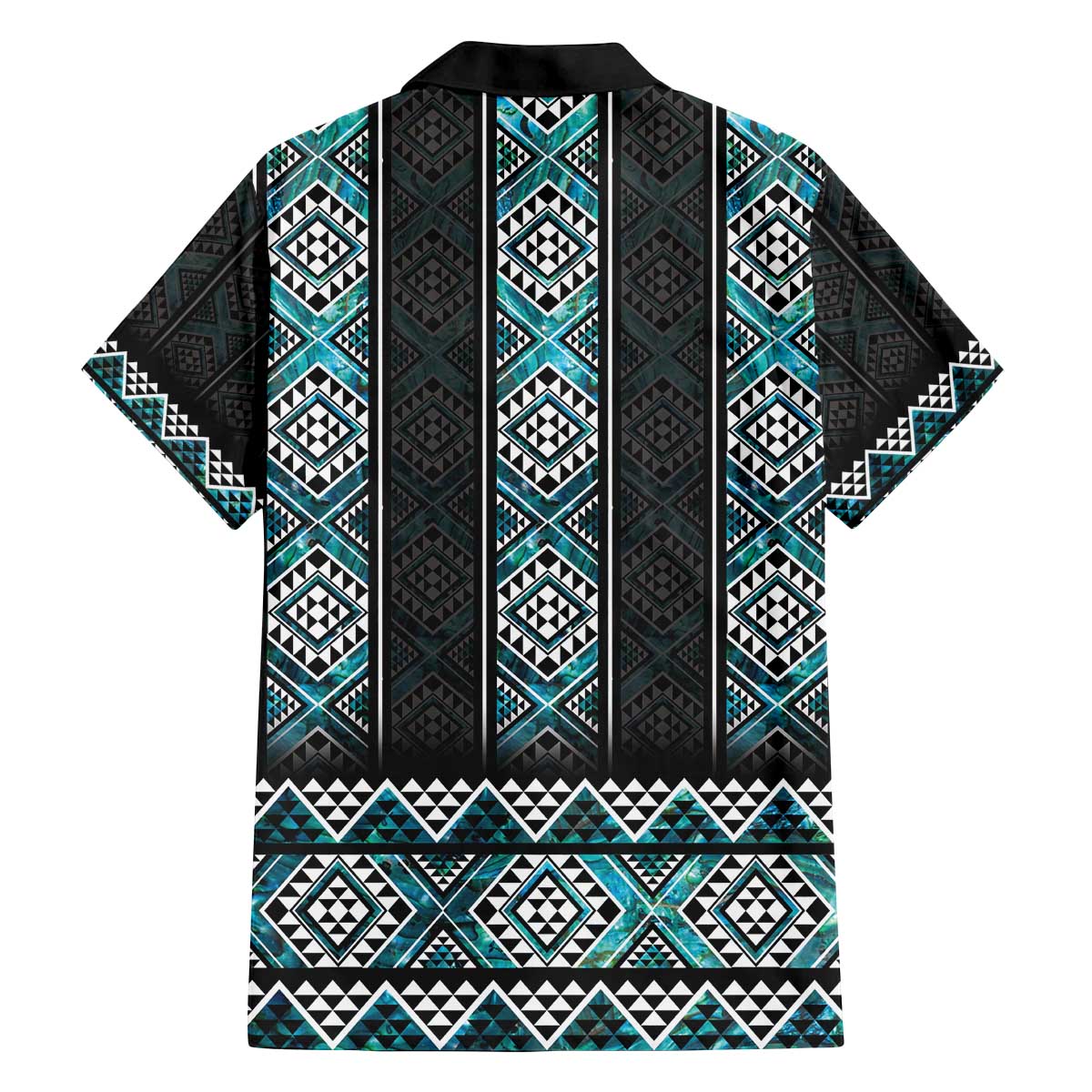 Paua Shell Taniko Pattern Aotearoa Family Matching Off The Shoulder Long Sleeve Dress and Hawaiian Shirt Niho Taniwha Mix Poutama