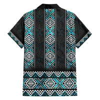 Paua Shell Taniko Pattern Aotearoa Family Matching Off The Shoulder Long Sleeve Dress and Hawaiian Shirt Niho Taniwha Mix Poutama