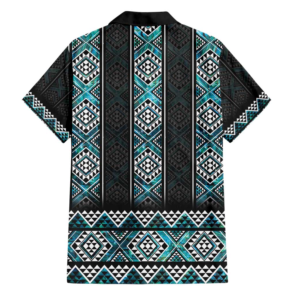 Paua Shell Taniko Pattern Aotearoa Family Matching Off Shoulder Short Dress and Hawaiian Shirt Niho Taniwha Mix Poutama LT14 - Polynesian Pride