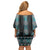 Paua Shell Taniko Pattern Aotearoa Family Matching Off Shoulder Short Dress and Hawaiian Shirt Niho Taniwha Mix Poutama
