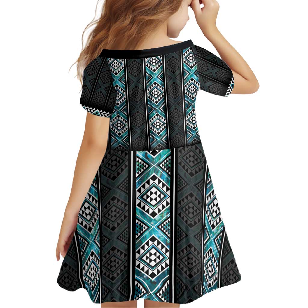 Paua Shell Taniko Pattern Aotearoa Family Matching Short Sleeve Bodycon Dress and Hawaiian Shirt Niho Taniwha Mix Poutama