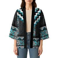 Paua Shell Taniko Pattern Aotearoa Kimono Niho Taniwha Mix Poutama - Polynesian Pride