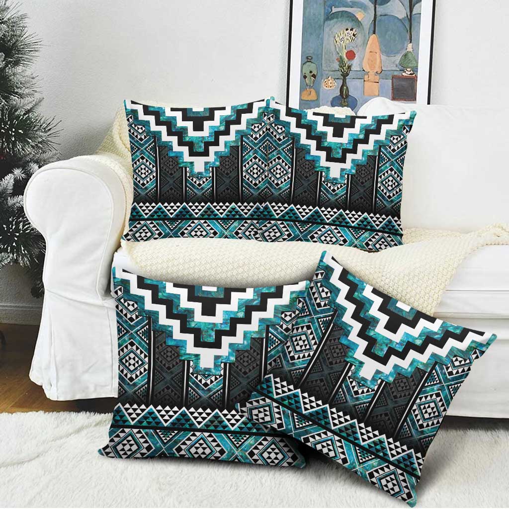 Paua Shell Taniko Pattern Aotearoa Pillow Cover Niho Taniwha Mix Poutama - Polynesian Pride