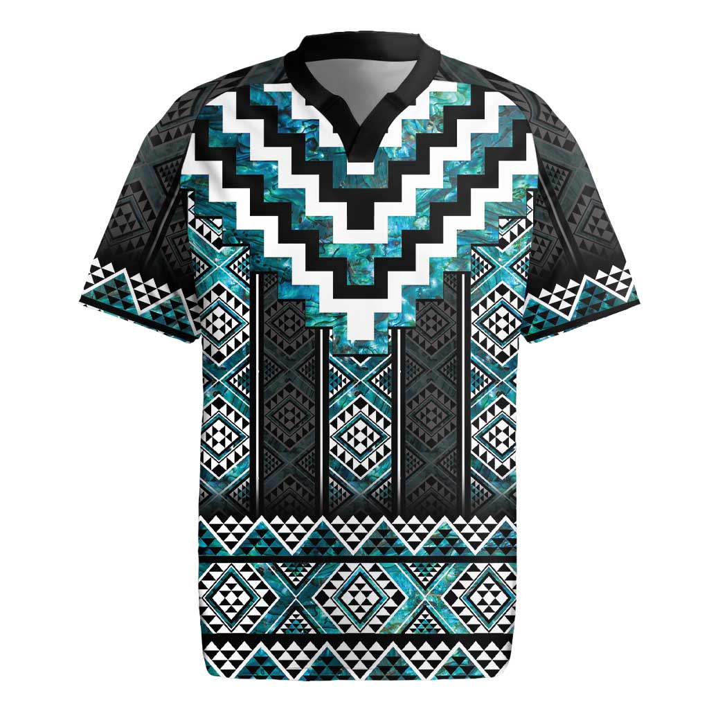 Paua Shell Taniko Pattern Aotearoa Rugby Jersey Niho Taniwha Mix Poutama