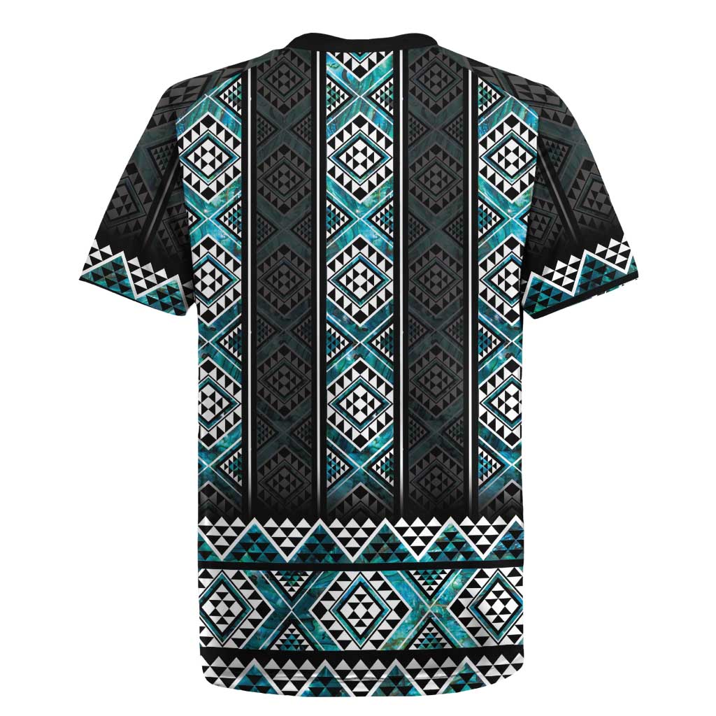 Paua Shell Taniko Pattern Aotearoa Rugby Jersey Niho Taniwha Mix Poutama
