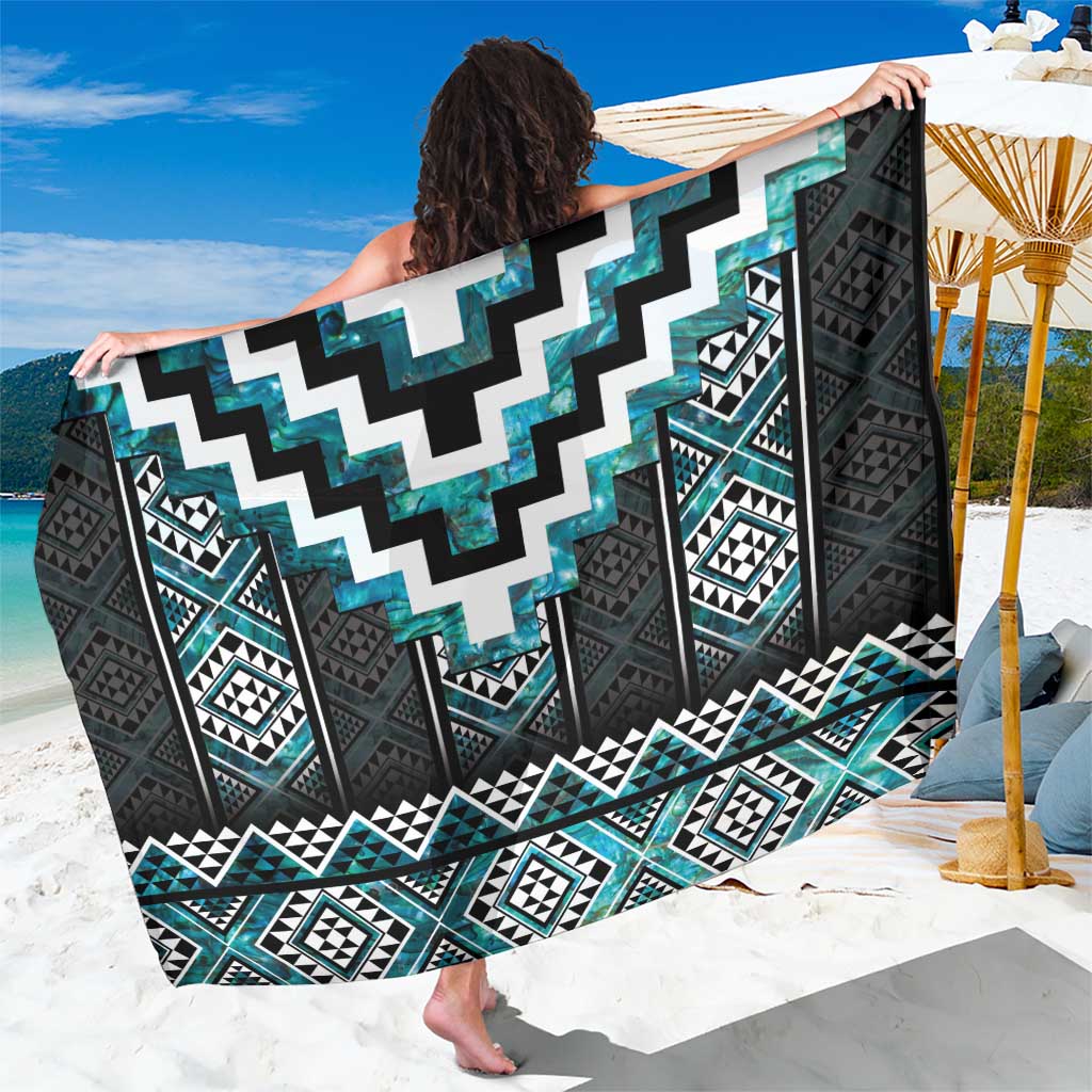Paua Shell Taniko Pattern Aotearoa Sarong Niho Taniwha Mix Poutama LT14 One Size 44 x 66 inches Turquoise - Polynesian Pride