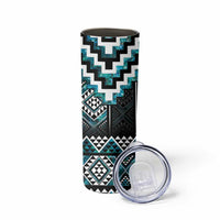 Paua Shell Taniko Pattern Aotearoa Skinny Tumbler Niho Taniwha Mix Poutama LT14 - Polynesian Pride