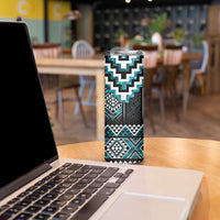 Paua Shell Taniko Pattern Aotearoa Skinny Tumbler Niho Taniwha Mix Poutama LT14 - Polynesian Pride