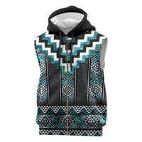 Paua Shell Taniko Pattern Aotearoa Sleeveless Zip Hoodie Niho Taniwha Mix Poutama - Polynesian Pride